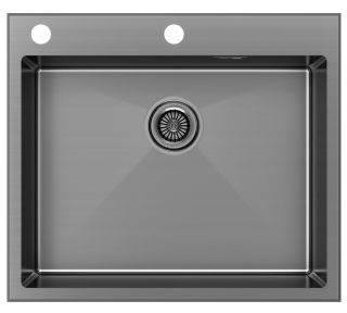 Мойка кухонная Paulmark Kroner-Edge PM775951-GM воронёная сталь